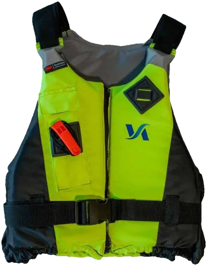 Chaleco salvavidas Vidanautica en amarillo fluor, vista frontal